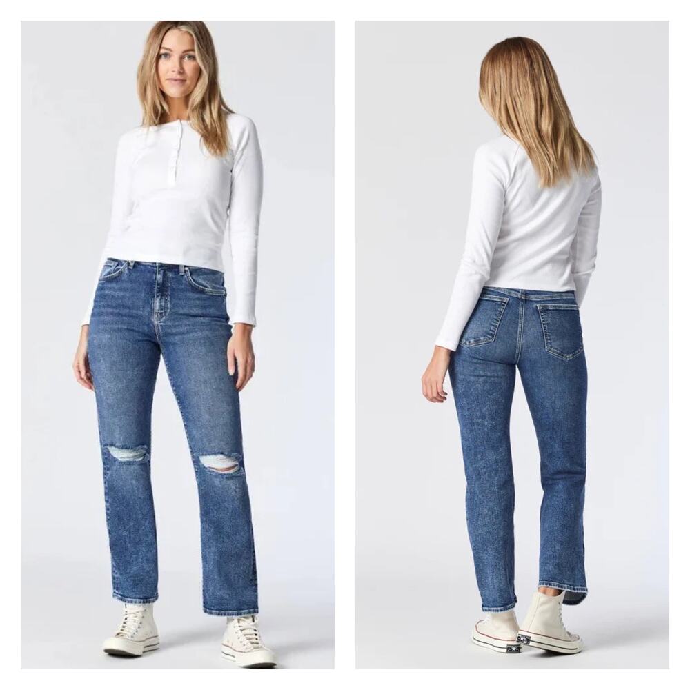 Mavi Barcelona High Rise Loose Straight Blue Jeans Women Size 26 - Picture 1 of 15